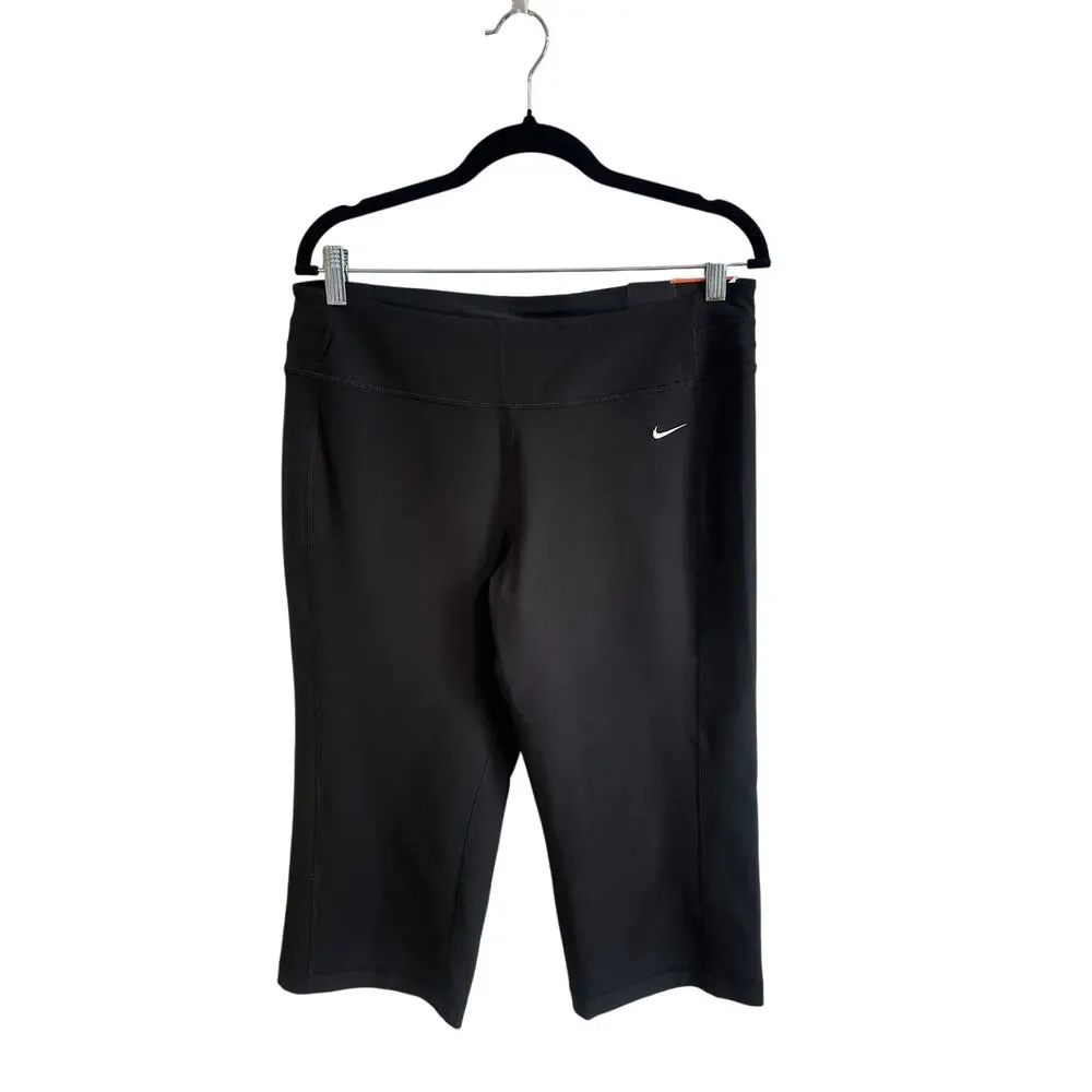 Nike Y2K NWT Deadstock Capri Leggings Black Athletic Pants Sz L Slim Fit